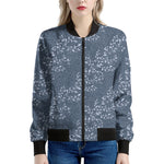 Ivy Flower Denim Jeans Pattern Print Women's Bomber Jacket