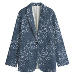 Ivy Flower Denim Jeans Pattern Print Women's Cotton Blazer