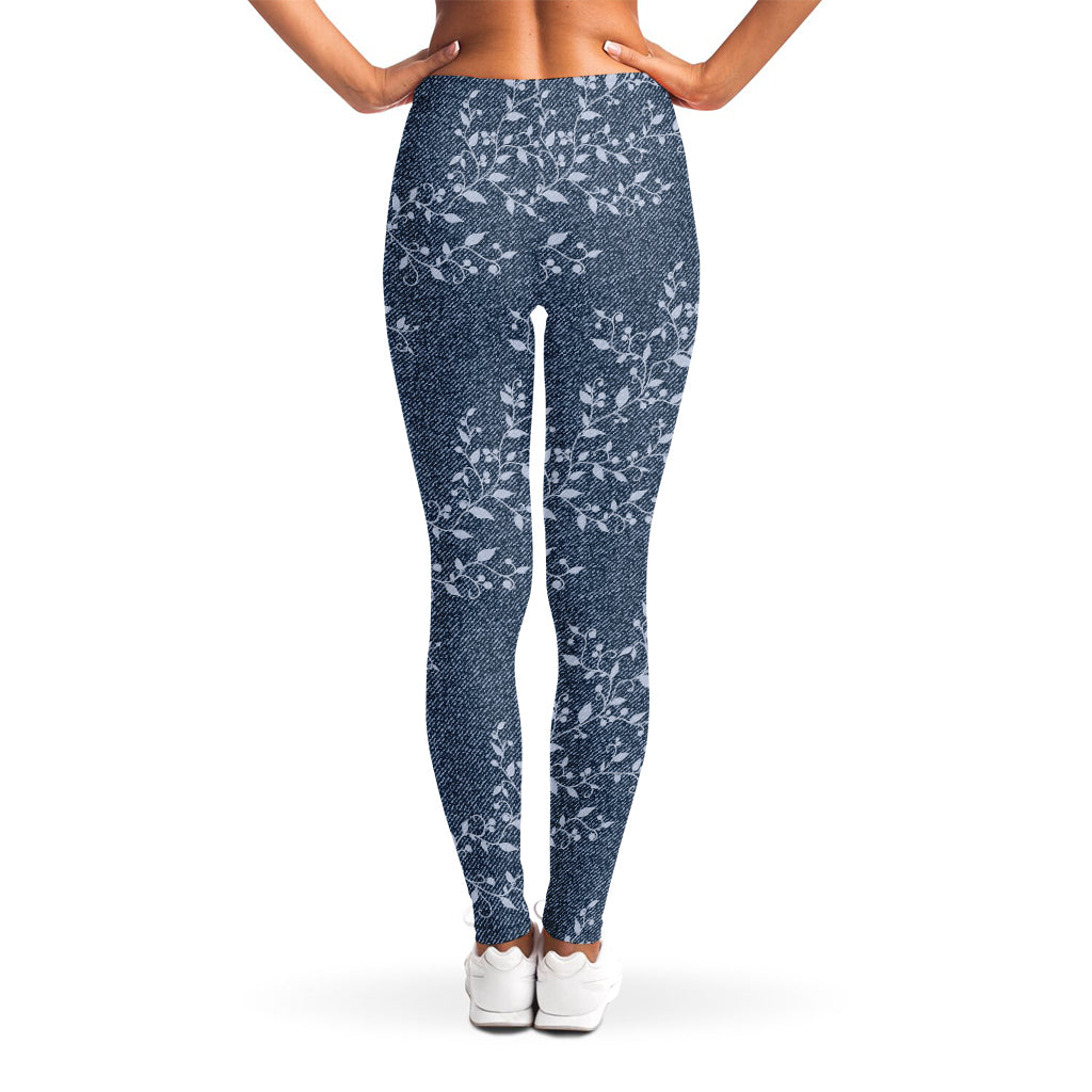 Ivy Flower Denim Jeans Pattern Print Women's Leggings