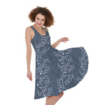 Ivy Flower Denim Jeans Pattern Print Women's Sleeveless Dress