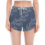 Ivy Flower Denim Jeans Pattern Print Women's Split Running Shorts