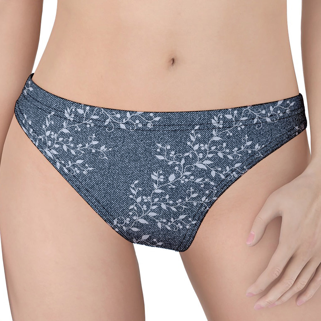 Ivy Flower Denim Jeans Pattern Print Women's Thong