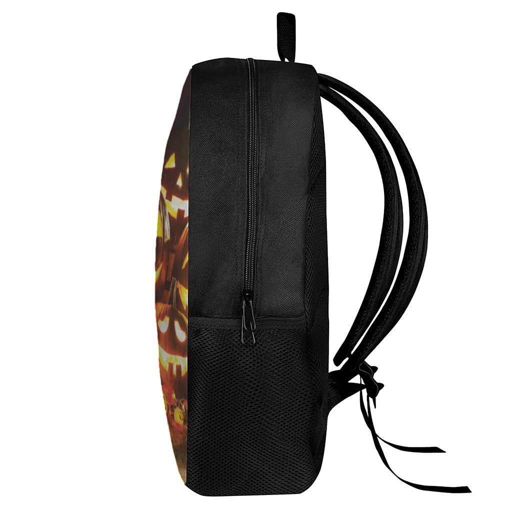 Jack-O'-Lantern Halloween Pumpkin Print 17 Inch Backpack