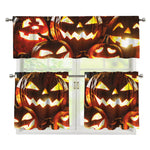 Jack-O'-Lantern Halloween Pumpkin Print 3 Piece Kitchen Curtains