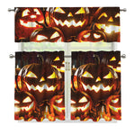 Jack-O'-Lantern Halloween Pumpkin Print 3 Piece Kitchen Curtains