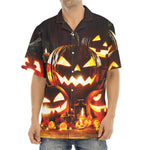 Jack-O'-Lantern Halloween Pumpkin Print Aloha Shirt