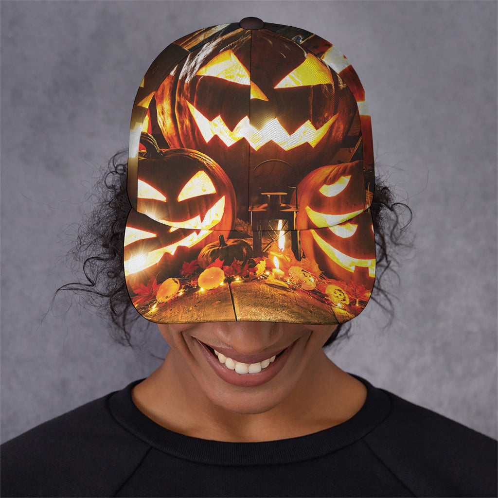 Jack-O'-Lantern Halloween Pumpkin Print Baseball Cap