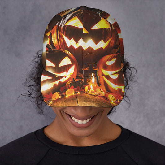 Jack-O'-Lantern Halloween Pumpkin Print Baseball Cap