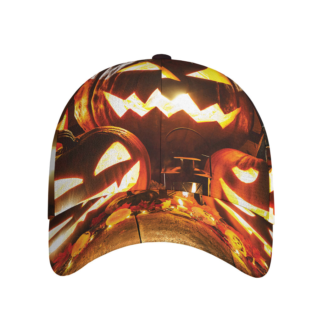 Jack-O'-Lantern Halloween Pumpkin Print Baseball Cap