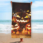 Jack-O'-Lantern Halloween Pumpkin Print Beach Towel