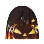 Jack-O'-Lantern Halloween Pumpkin Print Beanie