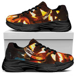 Jack-O'-Lantern Halloween Pumpkin Print Black Chunky Shoes