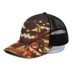 Jack-O'-Lantern Halloween Pumpkin Print Black Mesh Trucker Cap