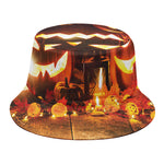 Jack-O'-Lantern Halloween Pumpkin Print Bucket Hat
