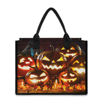 Jack-O'-Lantern Halloween Pumpkin Print Canvas Tote Bag