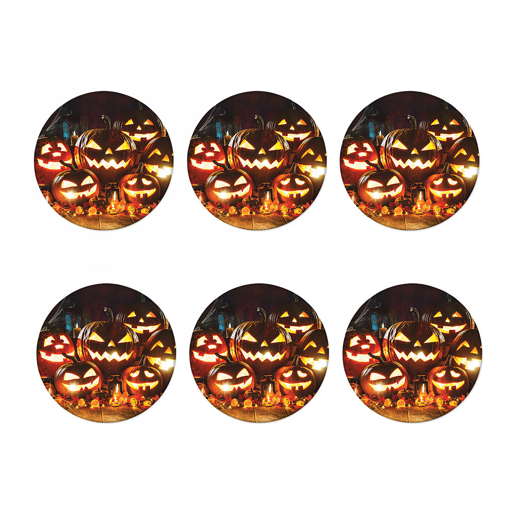 Jack-O'-Lantern Halloween Pumpkin Print Coaster Set