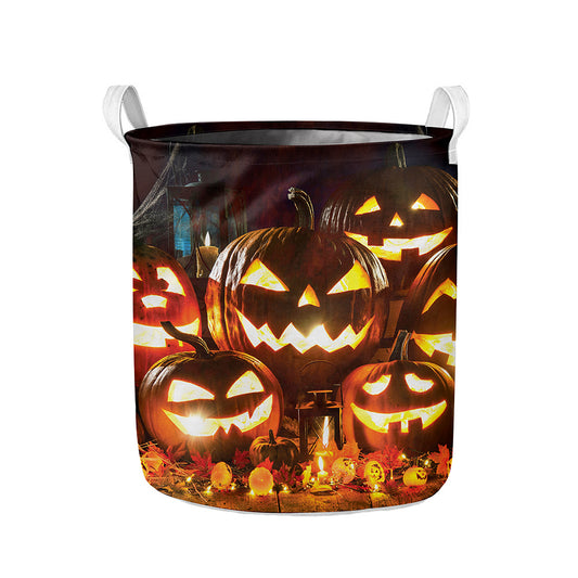 Jack-O'-Lantern Halloween Pumpkin Print Collapsible Laundry Basket