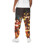 Jack-O'-Lantern Halloween Pumpkin Print Cotton Pants