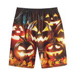 Jack-O'-Lantern Halloween Pumpkin Print Cotton Shorts