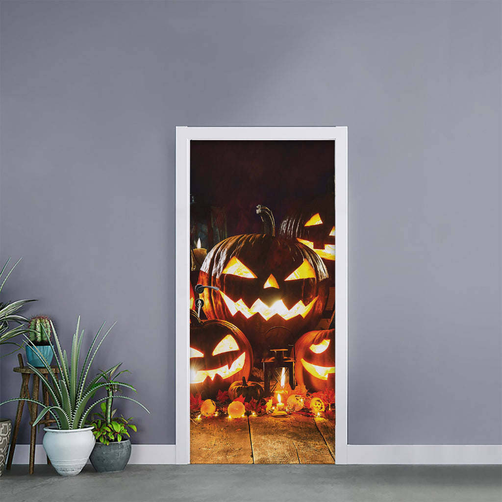 Jack-O'-Lantern Halloween Pumpkin Print Door Sticker