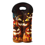 Jack-O'-Lantern Halloween Pumpkin Print Double Neoprene Wine Tote