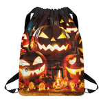 Jack-O'-Lantern Halloween Pumpkin Print Drawstring Backpack
