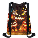 Jack-O'-Lantern Halloween Pumpkin Print Drawstring Backpack