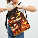 Jack-O'-Lantern Halloween Pumpkin Print Drawstring Backpack