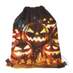 Jack-O'-Lantern Halloween Pumpkin Print Drawstring Bag