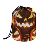 Jack-O'-Lantern Halloween Pumpkin Print Drawstring Makeup Bag