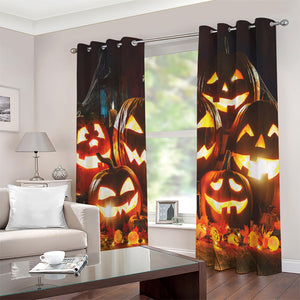 Jack-O'-Lantern Halloween Pumpkin Print Extra Wide Grommet Curtains