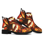 Jack-O'-Lantern Halloween Pumpkin Print Flat Ankle Boots