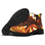 Jack-O'-Lantern Halloween Pumpkin Print Flat Ankle Boots