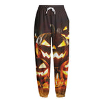 Jack-O'-Lantern Halloween Pumpkin Print Fleece Lined Knit Pants