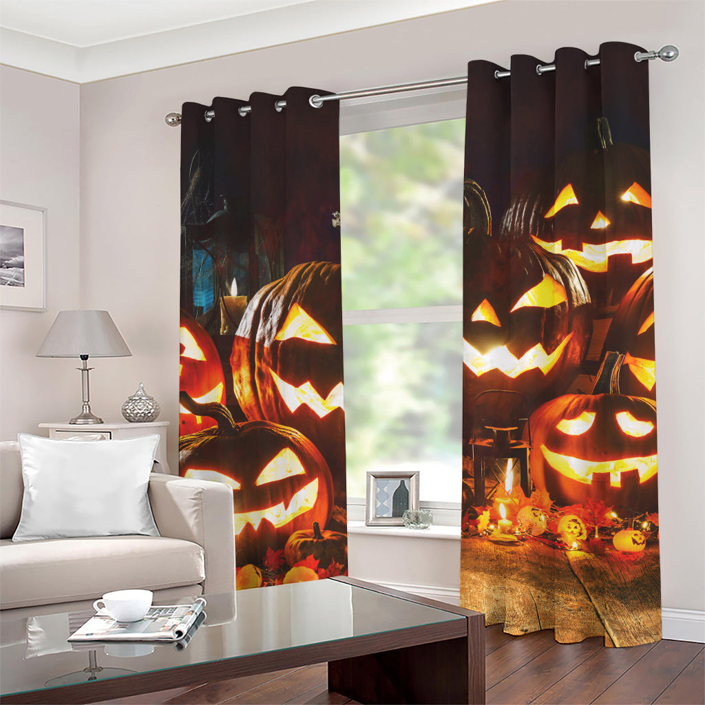 Jack-O'-Lantern Halloween Pumpkin Print Grommet Curtains