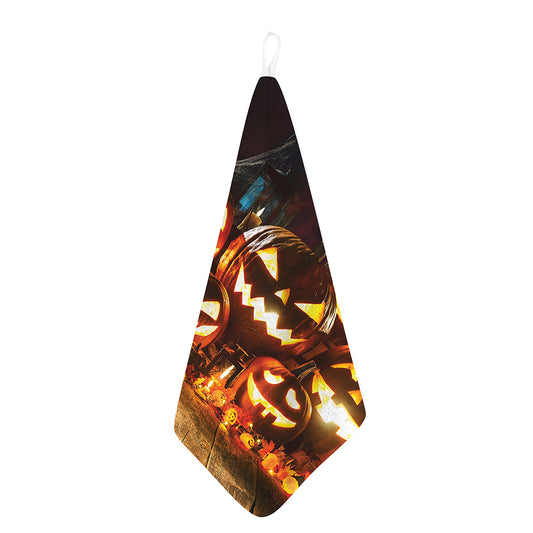 Jack-O'-Lantern Halloween Pumpkin Print Hand Towel