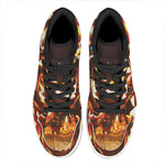 Jack-O'-Lantern Halloween Pumpkin Print High Top Leather Sneakers