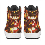 Jack-O'-Lantern Halloween Pumpkin Print High Top Leather Sneakers