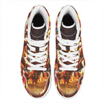 Jack-O'-Lantern Halloween Pumpkin Print High Top Leather Sneakers