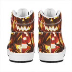 Jack-O'-Lantern Halloween Pumpkin Print High Top Leather Sneakers