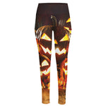 Jack-O'-Lantern Halloween Pumpkin Print High-Waisted Pocket Leggings