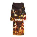 Jack-O'-Lantern Halloween Pumpkin Print Hooded Bathrobe
