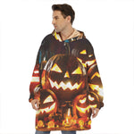 Jack-O'-Lantern Halloween Pumpkin Print Hoodie Blanket