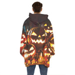 Jack-O'-Lantern Halloween Pumpkin Print Hoodie Blanket
