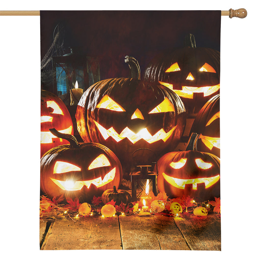 Jack-O'-Lantern Halloween Pumpkin Print House Flag