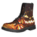 Jack-O'-Lantern Halloween Pumpkin Print Lace-Up Boots