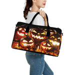 Jack-O'-Lantern Halloween Pumpkin Print Leather Duffle Bag