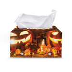 Jack-O'-Lantern Halloween Pumpkin Print Leather Tissue Box Cover