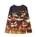 Jack-O'-Lantern Halloween Pumpkin Print Long Sleeve Short Coat