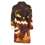 Jack-O'-Lantern Halloween Pumpkin Print Men's Bathrobe